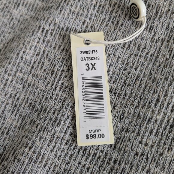 Max Studio Top Size 3X Oat Gray Ruched Sleeve Soft Ribbed Knit Comfy Blouse NWT - Picture 5 of 16